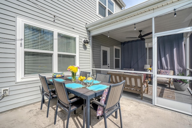 view of patio / terrace with outdoor dining space and ceiling fan