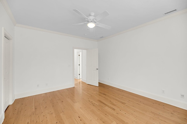 701 Hibbens Grant Blvd, Mount Pleasant, SC 29464 - spare room featuring ornamental molding, light wood-style floors, and ceiling fan