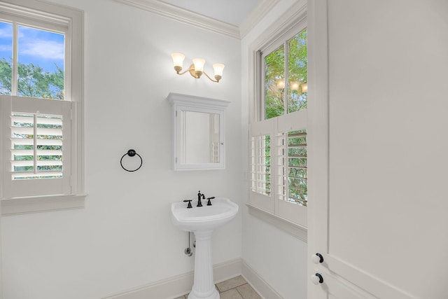 701 Hibbens Grant Blvd, Mount Pleasant, SC 29464 - bathroom with healthy amount of natural light, crown molding, and tile patterned floors