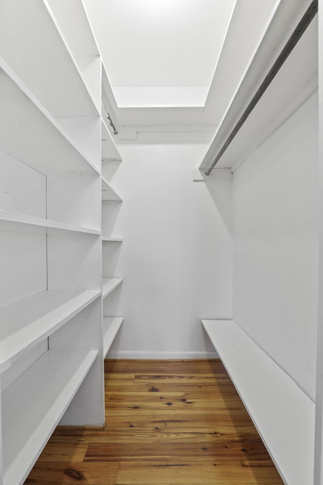 spacious closet with hardwood / wood-style flooring