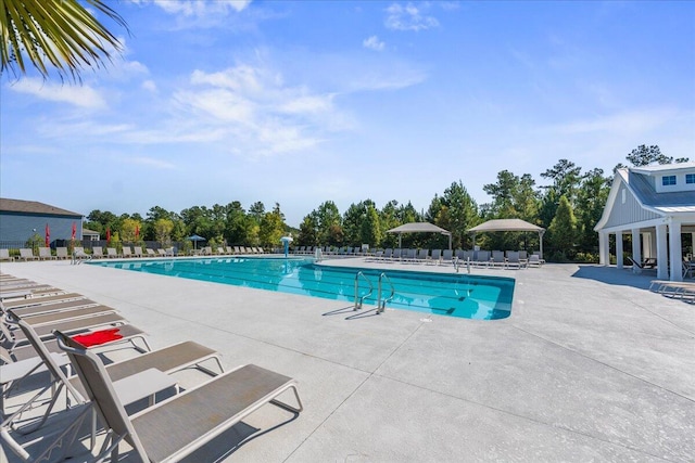 view of pool featuring a patio