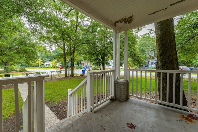 view of patio featuring a porch