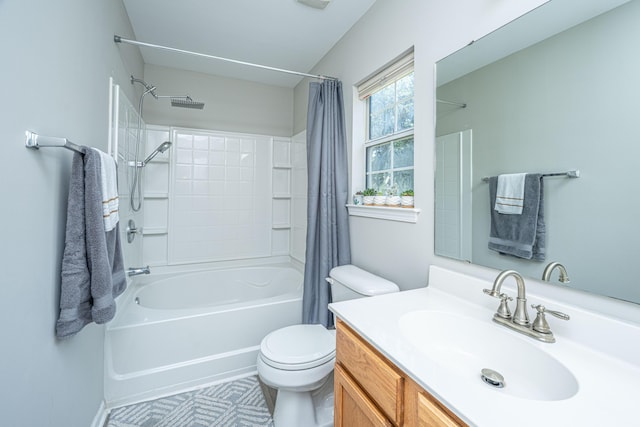 5128 Thornton Dr, Summerville, SC 29485 - full bath featuring shower / bathtub combination with curtain, vanity, toilet, and tile patterned floors