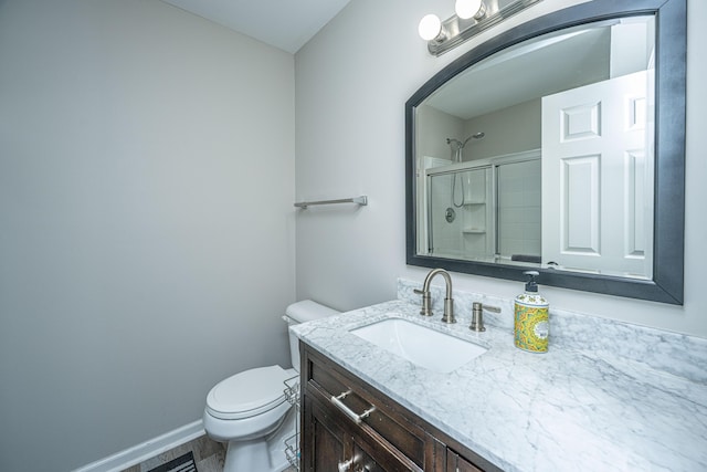 5128 Thornton Dr, Summerville, SC 29485 - bathroom with an enclosed shower, toilet, vanity, and baseboards
