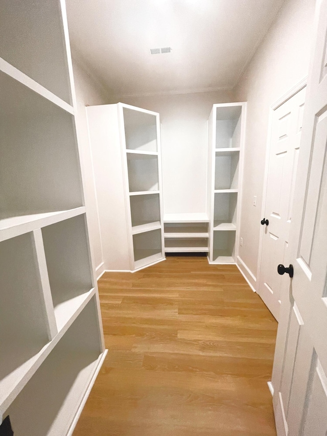 spacious closet featuring light wood-type flooring