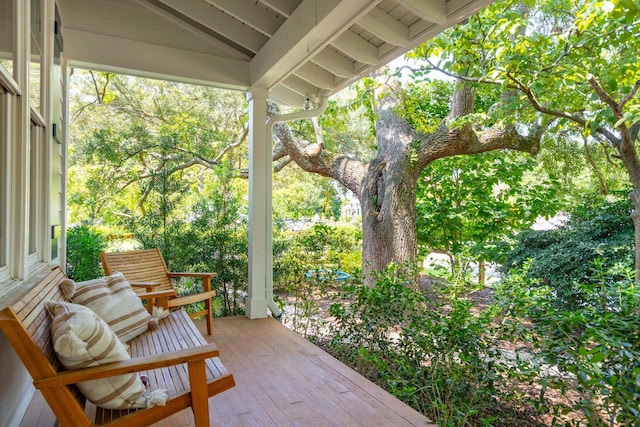 view of patio / terrace featuring a wooden deck