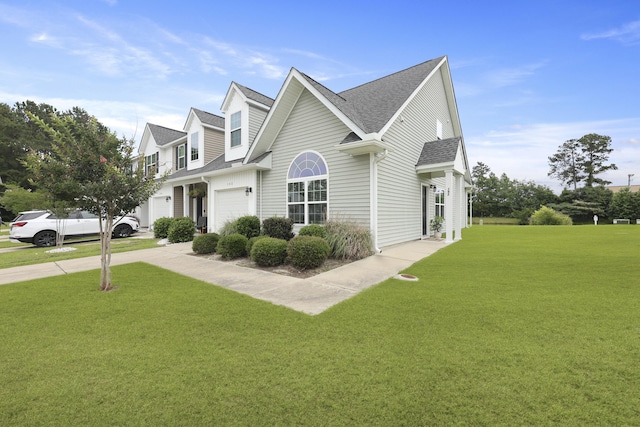 192 Buchanan Cir, Goose Creek, SC 29445 - view of front of house featuring roof with shingles, a front yard, and an attached garage
