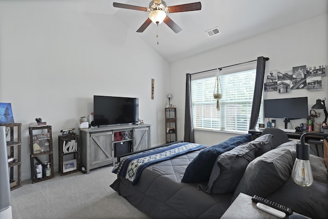 192 Buchanan Cir, Goose Creek, SC 29445 - carpeted bedroom with vaulted ceiling and a ceiling fan