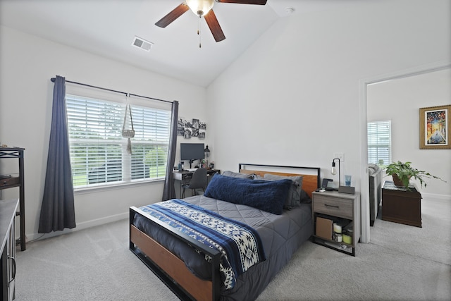 192 Buchanan Cir, Goose Creek, SC 29445 - carpeted bedroom with high vaulted ceiling and ceiling fan