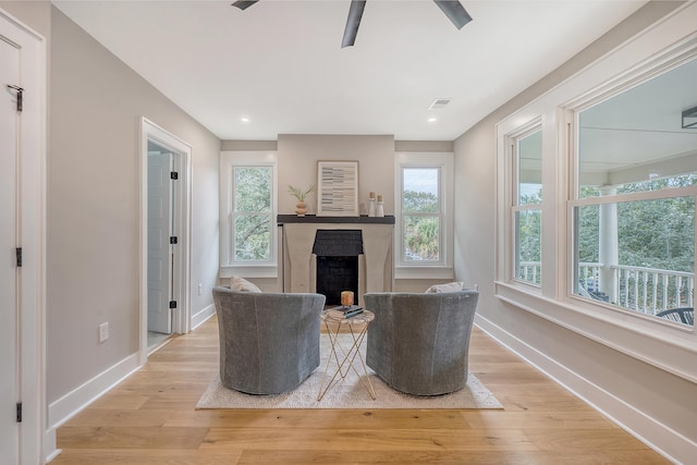 living area with light wood-type flooring