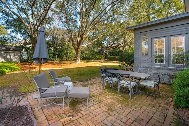 view of patio featuring french doors