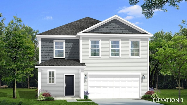 402 Cadbury Loop, Summerville, SC 29486 - view of front of property featuring driveway, a garage, roof with shingles, and a front yard