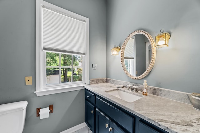 bathroom with toilet and vanity