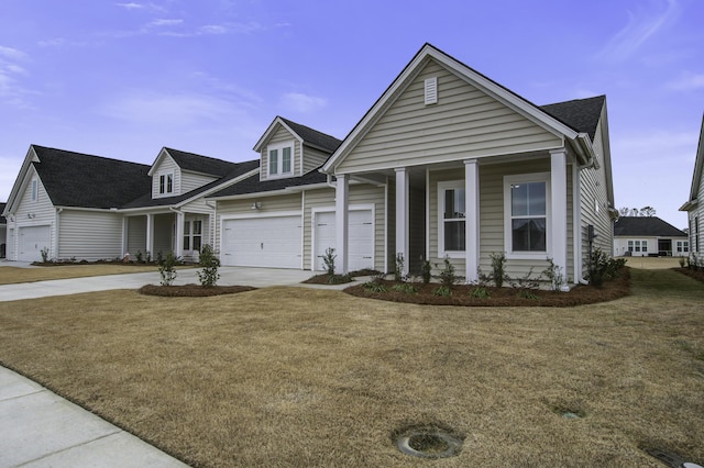 view of front of house featuring a front yard and covered porch