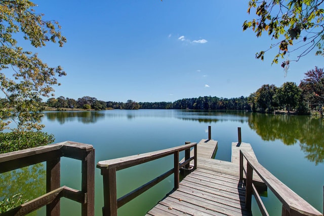 view of dock featuring a water view