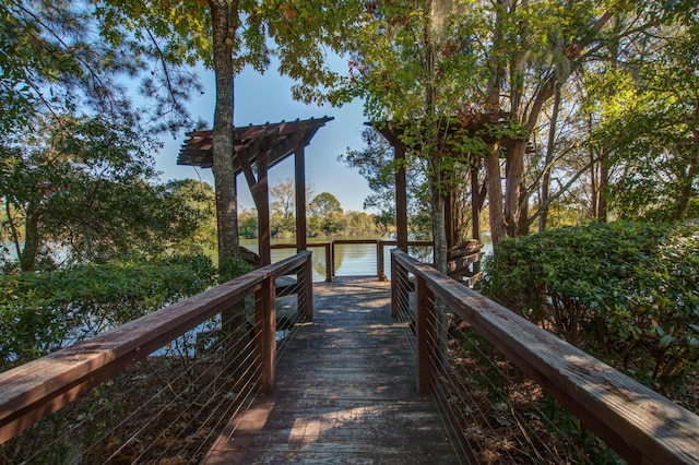 view of dock featuring a water view