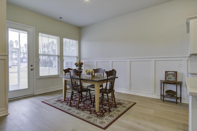 dining area featuring light hardwood / wood-style flooring