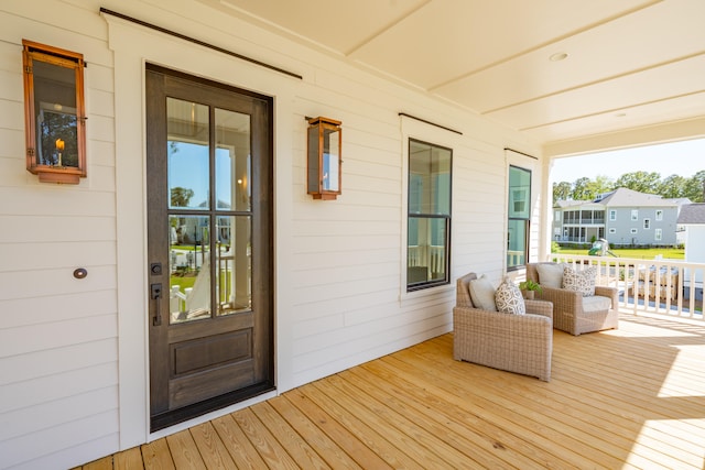 wooden deck featuring a porch