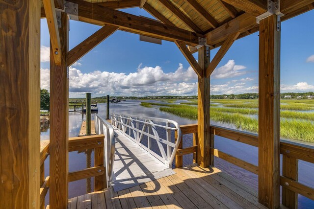 dock area featuring a water view