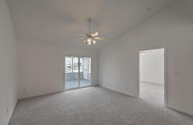 159 Townsend Way, Summerville, SC 29483 - spare room with light carpet, vaulted ceiling, ceiling fan, and a smoke detector