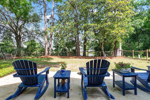 1514 Village Sq, Mount Pleasant, SC 29464 - view of patio with view of wooded area and a fenced backyard
