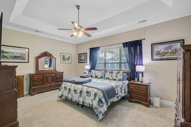 3801 Canary Ct, North Charleston, SC 29420 - bedroom with light colored carpet, a raised ceiling, ornamental molding, and baseboards