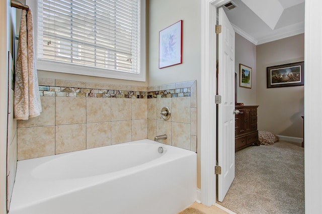 3801 Canary Ct, North Charleston, SC 29420 - bathroom with a bath, crown molding, and baseboards
