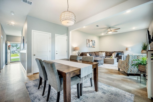 141 Pine Crest View Dr, Summerville, SC 29486 - dining area featuring light wood-style flooring, ceiling fan, recessed lighting, and baseboards