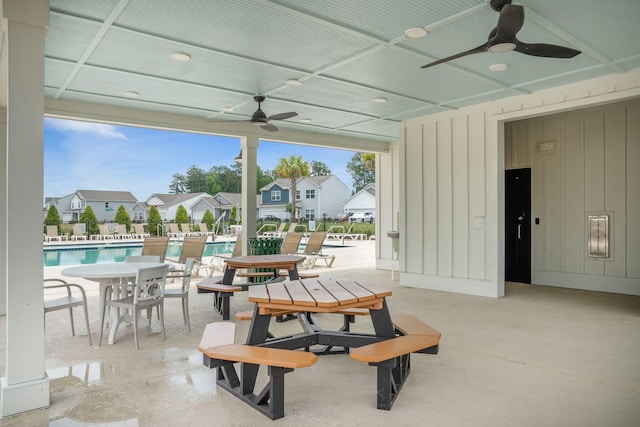 141 Pine Crest View Dr, Summerville, SC 29486 - view of patio / terrace with a ceiling fan, a residential view, and a community pool