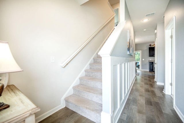 141 Pine Crest View Dr, Summerville, SC 29486 - stairs with wood finished floors, baseboards, and recessed lighting