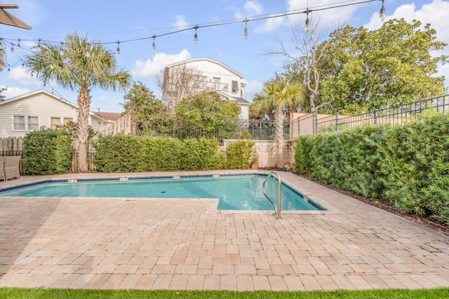 view of swimming pool featuring a patio area and a fenced backyard