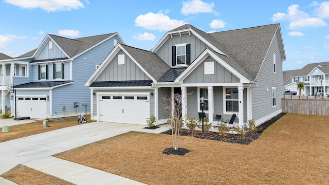 view of front of home featuring covered porch and a front yard