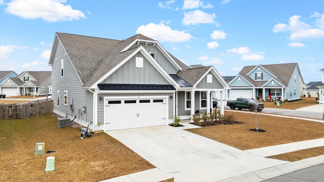 view of front of house with cooling unit and a front yard