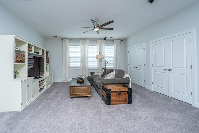 2234 Mother Of Pearl Dr, Mount Pleasant, SC 29466 - living room featuring a ceiling fan and light carpet