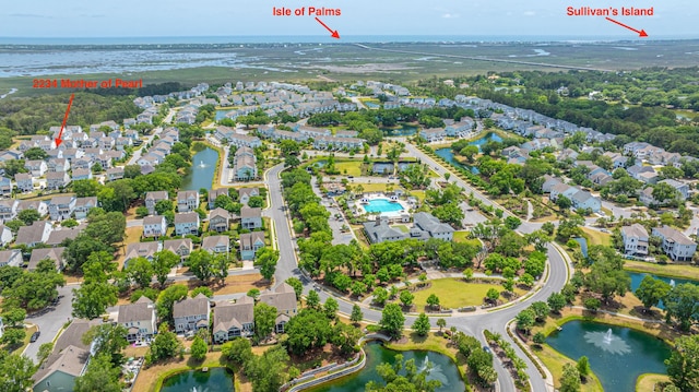 2234 Mother Of Pearl Dr, Mount Pleasant, SC 29466 - aerial view of property's location with a nearby body of water and nearby suburban area