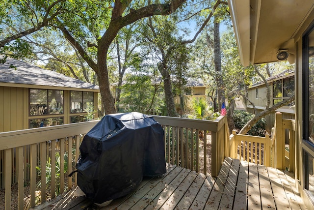 deck with a grill