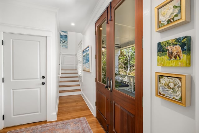 1543 Wando Landing St, Charleston, SC 29492 - entrance foyer with light wood-type flooring, baseboards, stairway, and recessed lighting