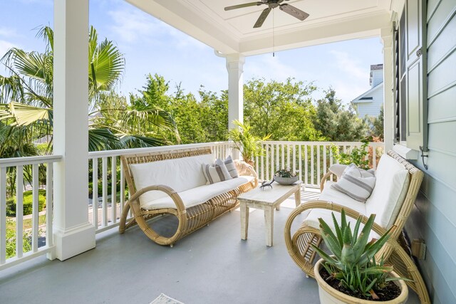 1543 Wando Landing St, Charleston, SC 29492 - balcony featuring a ceiling fan and outdoor lounge area