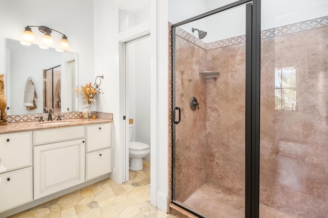 1543 Wando Landing St, Charleston, SC 29492 - bathroom featuring a shower stall, toilet, vanity, and tile patterned floors