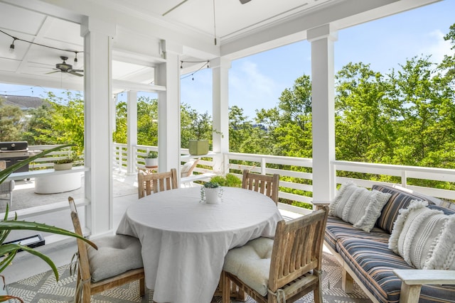 1543 Wando Landing St, Charleston, SC 29492 - sunroom / solarium with ceiling fan and outdoor dining space