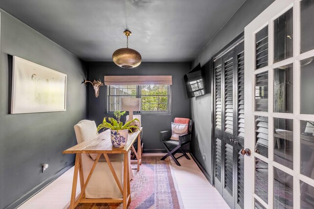 home office featuring wood-type flooring