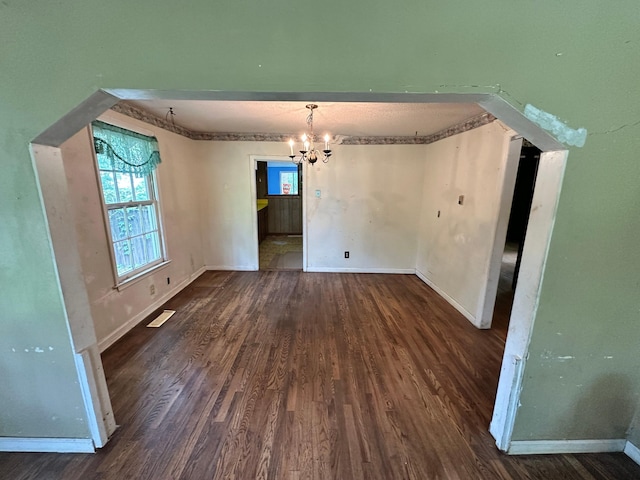 1640 Dogwood Rd, Charleston, SC 29414 - unfurnished dining area with a chandelier, wood finished floors, baseboards, and healthy amount of natural light