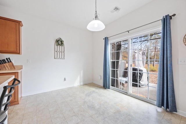 view of unfurnished dining area