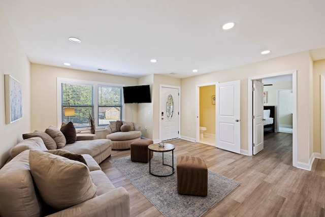 living room featuring light hardwood / wood-style flooring