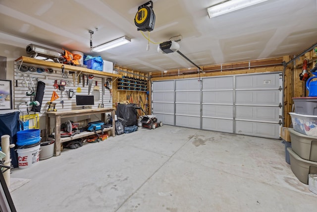 garage with a garage door opener