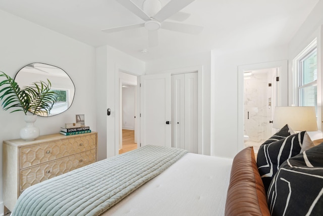 521 Carpenter St, Charleston, SC 29412 - bedroom with connected bathroom, a closet, and ceiling fan