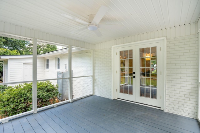 521 Carpenter St, Charleston, SC 29412 - unfurnished sunroom with french doors and ceiling fan