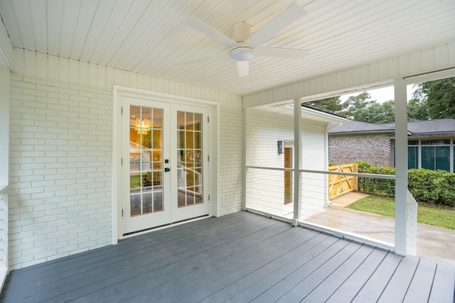 521 Carpenter St, Charleston, SC 29412 - unfurnished sunroom with french doors and a ceiling fan