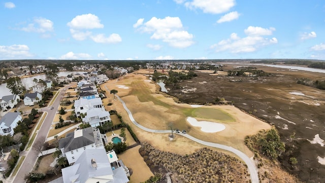 bird's eye view featuring a residential view and view of golf course