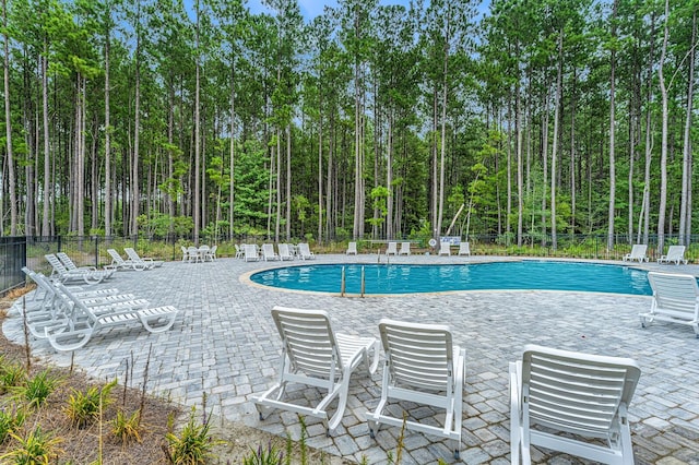 view of swimming pool with a patio